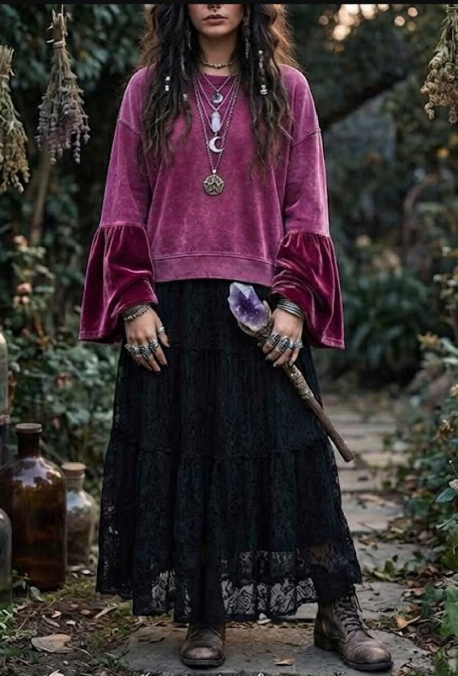 Free People Distressed Pink Velvet Bell Sleeve Sweatshirt Oversized Small